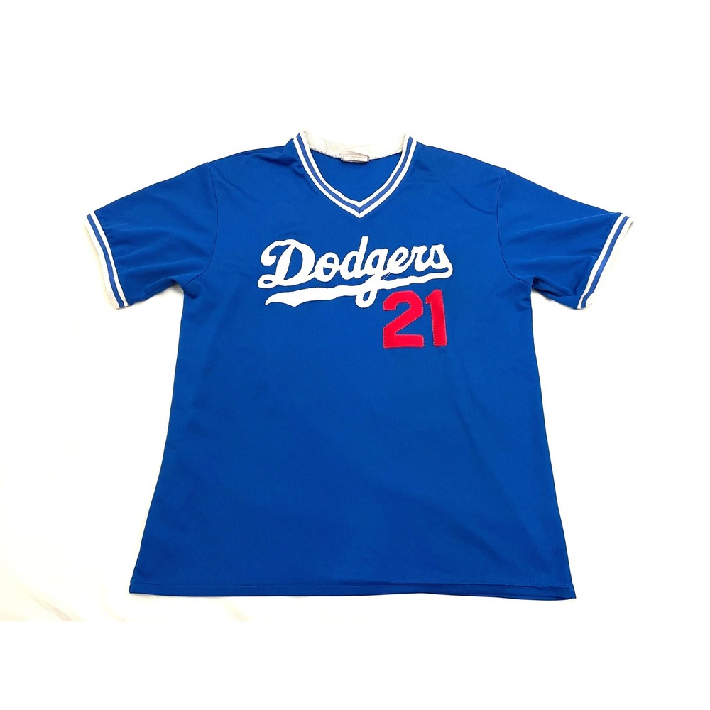Vintage Los Angeles Dodgers Baseball Jersey #21 Men's XL Blue Stitched Teamwork